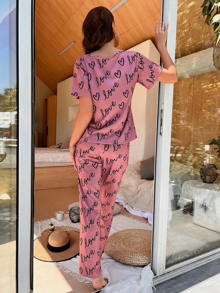 T-Pink Love Heart PJs Set