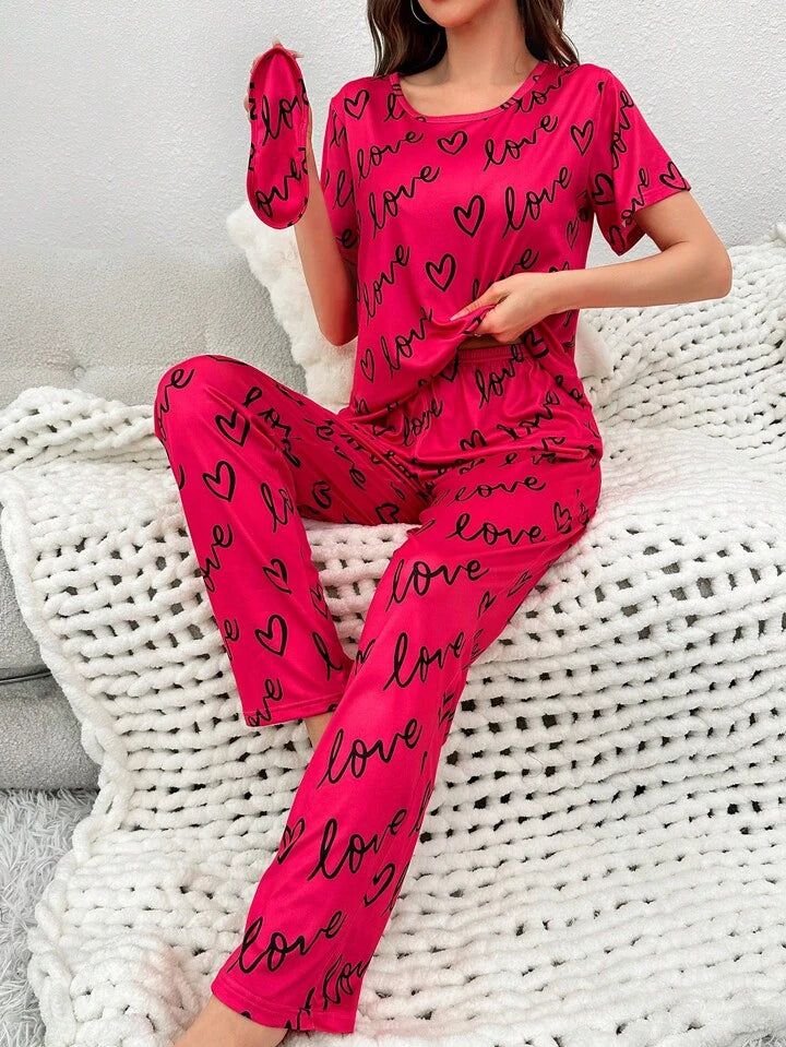 Atishi Pink Love Heart PJs Set