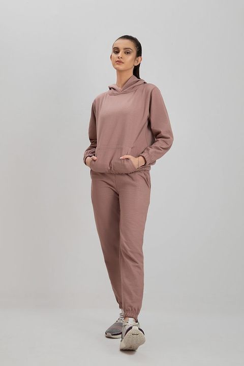 Tea Pink Warm Hoodie And Pant Co-ord Set