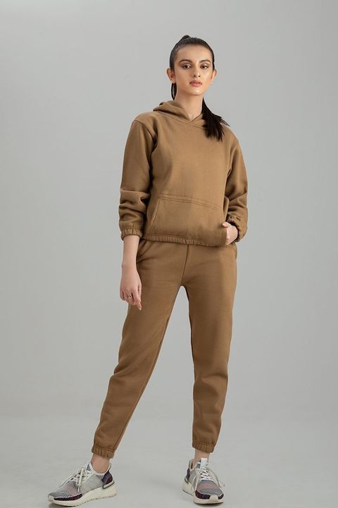Camel Brown Warm Hoodie And Pant Co-ord Set