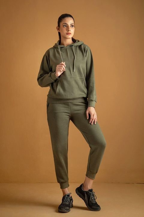 Green Warm Hoodie And Pant Co-ord Set