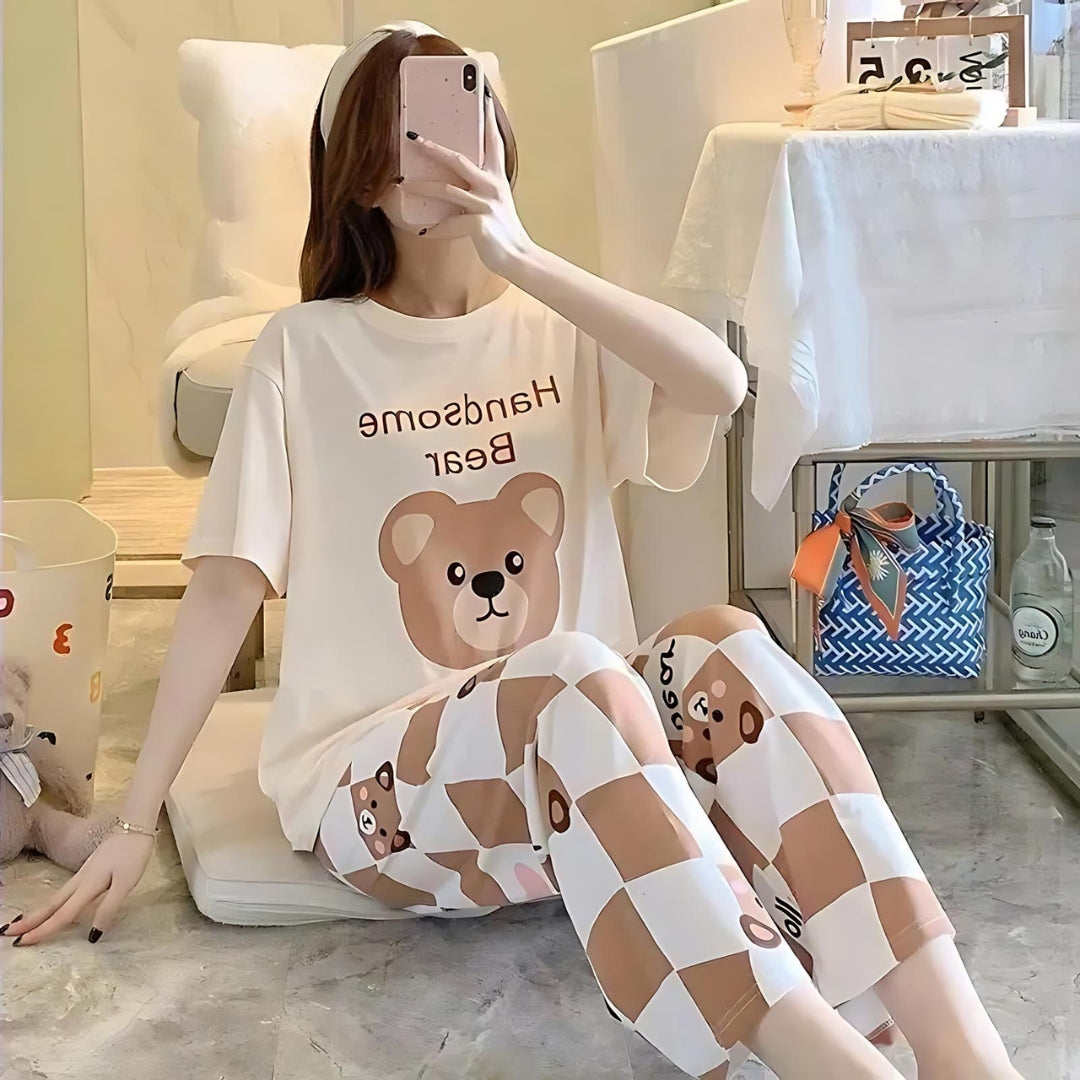 Handsome Bear Printed PJs SET