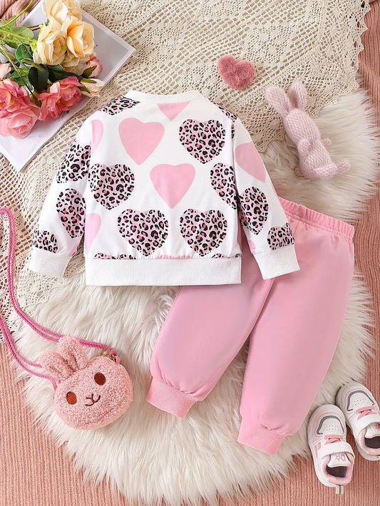 Winter leopard Heart Kids Suit