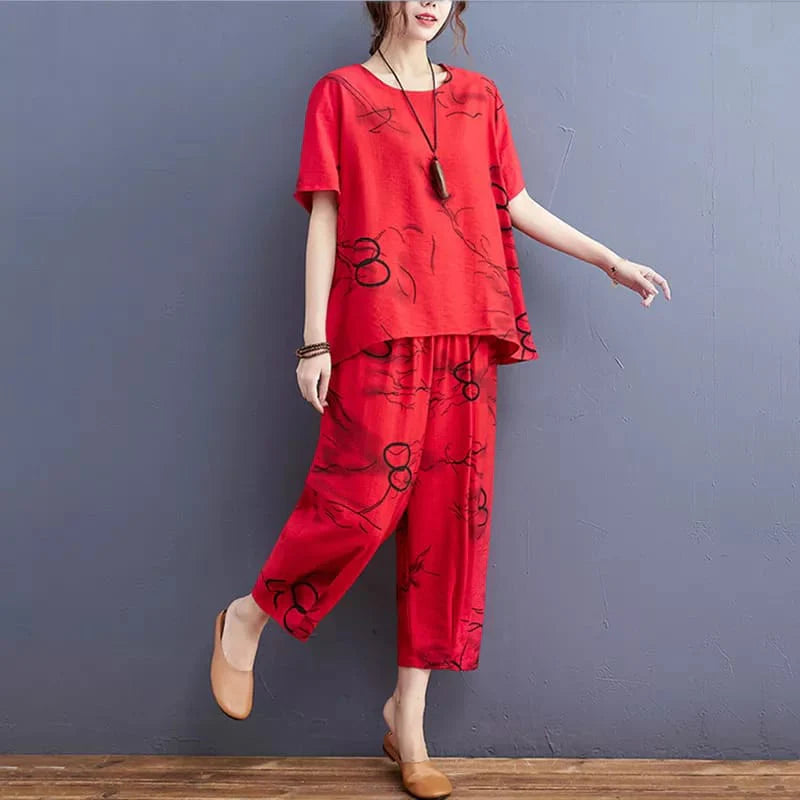 Red Ring Capri PJs Set