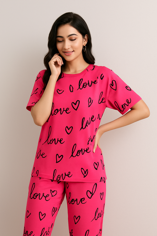 Atishi Pink Love Heart PJs Set