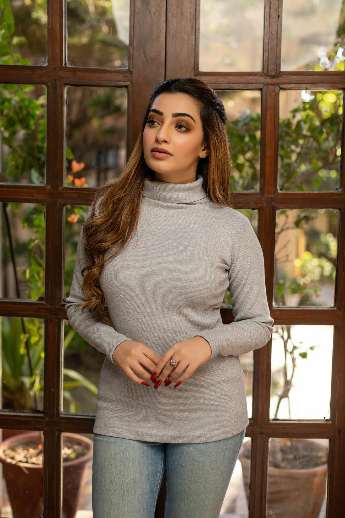 Grey High Neck for Women's