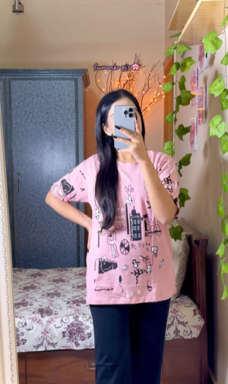 Pink Planet Music With Black PJs SET