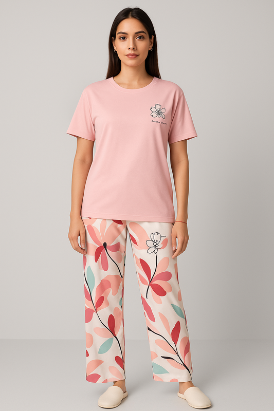 Long Leaf Printed Night Suit