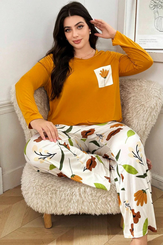 Yellow Flower Pocket Printed Night Suits