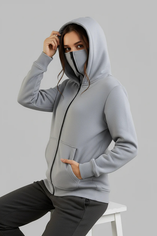 Grey Ninja Zipper Hoodie Jacket