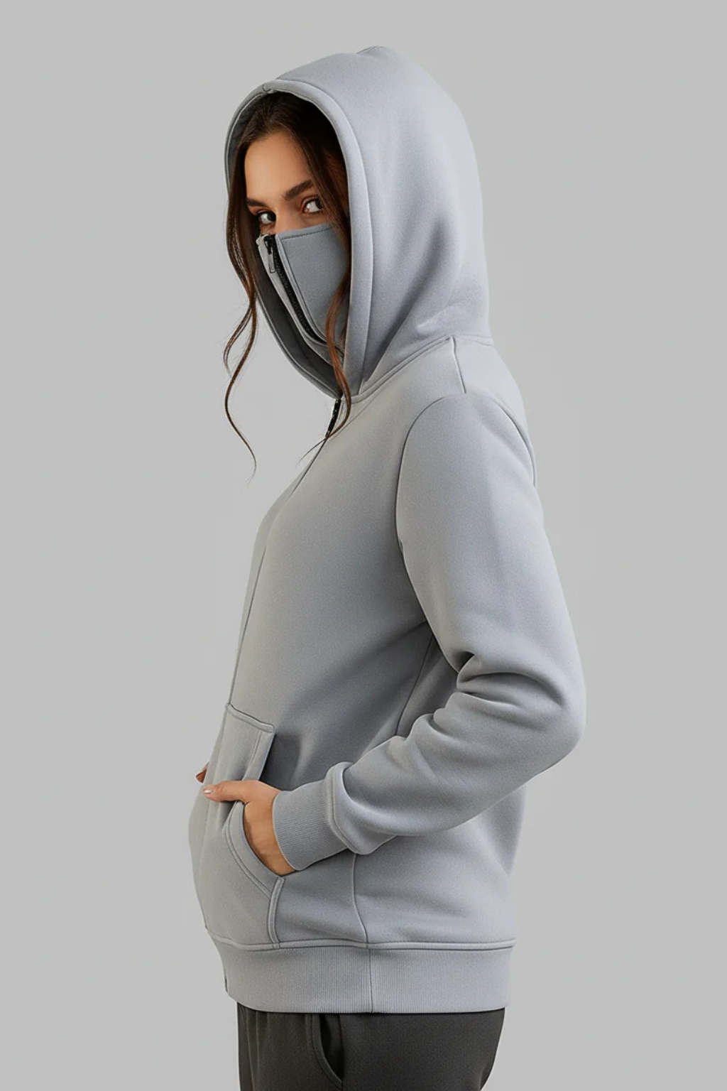 Grey Ninja Zipper Hoodie Jacket