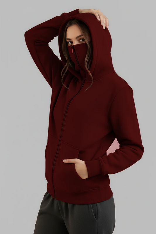 Maroon Ninja Zipper Hoodie Jacket