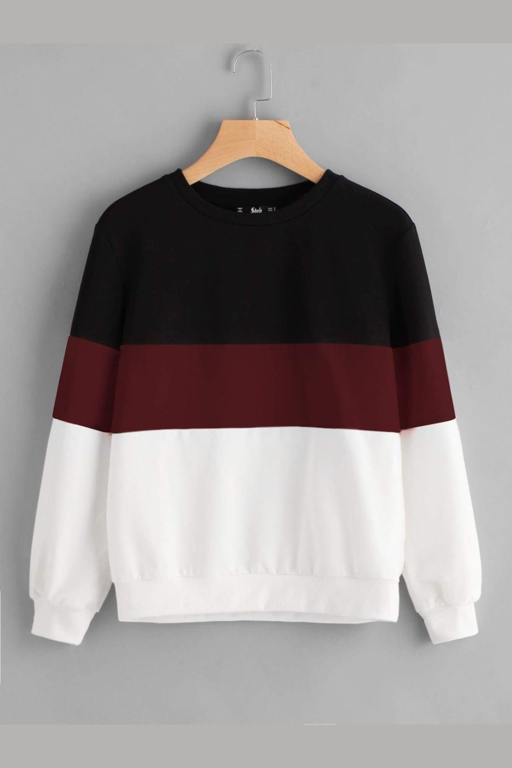 Black Maroon And White Block Sweatshirt