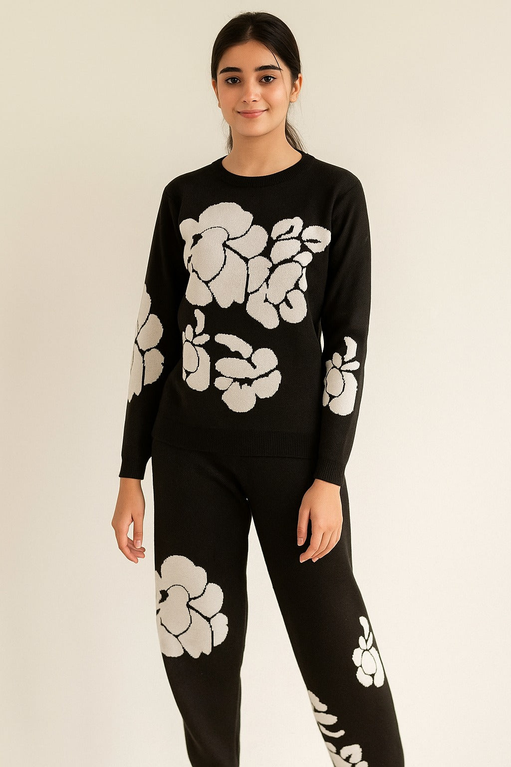 Black Floral Knit Co-ord – Bold