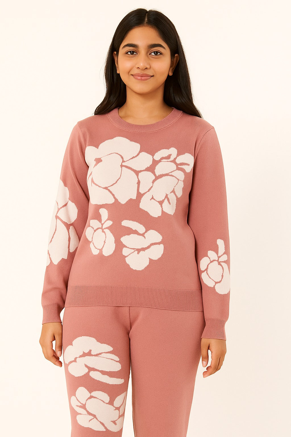 Dusty Rose Floral Knit Co-ord – Soft