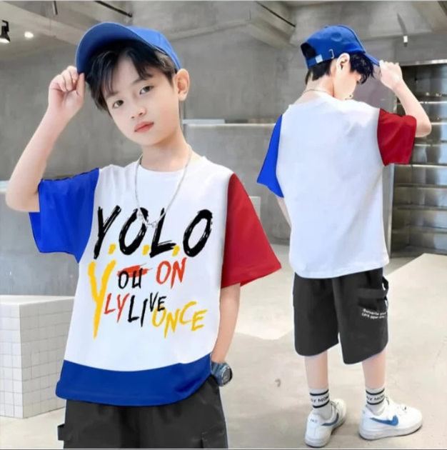 Kids Style Print T-Shirt & Shorts Set Yelo On