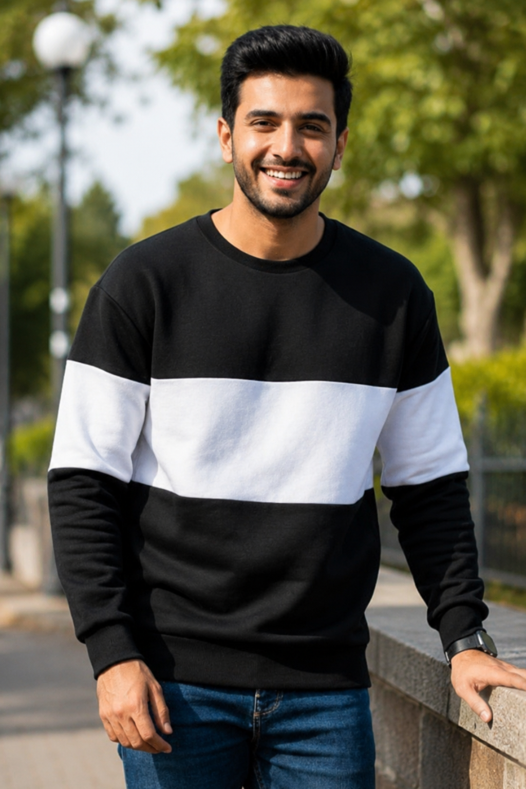Zebra Black And White Block Sweatshirt