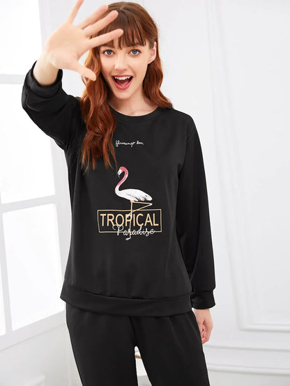 Black Tropical Paradise PJs SET