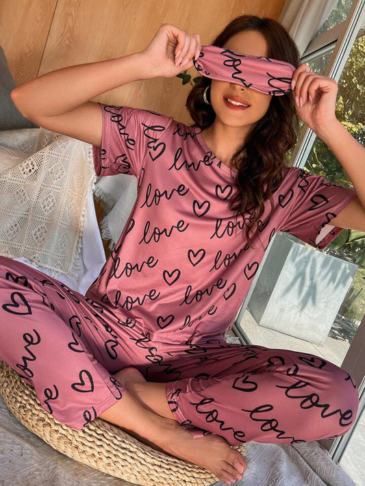 T-Pink Love Heart PJs Set