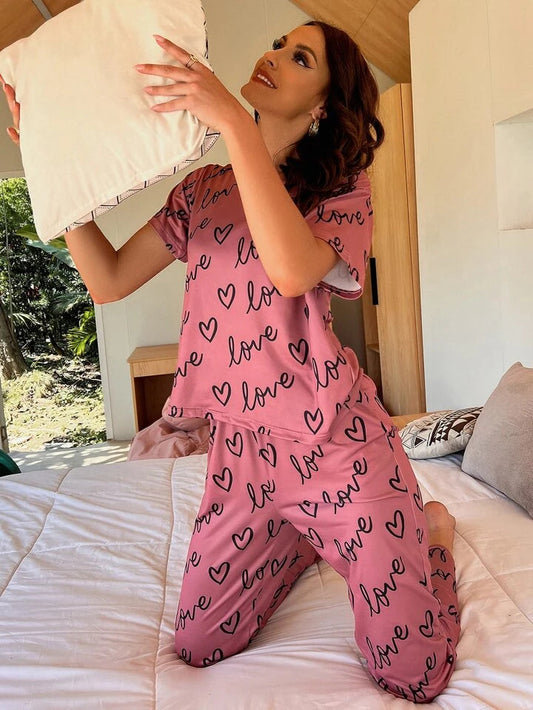 T-Pink Love Heart PJs Set