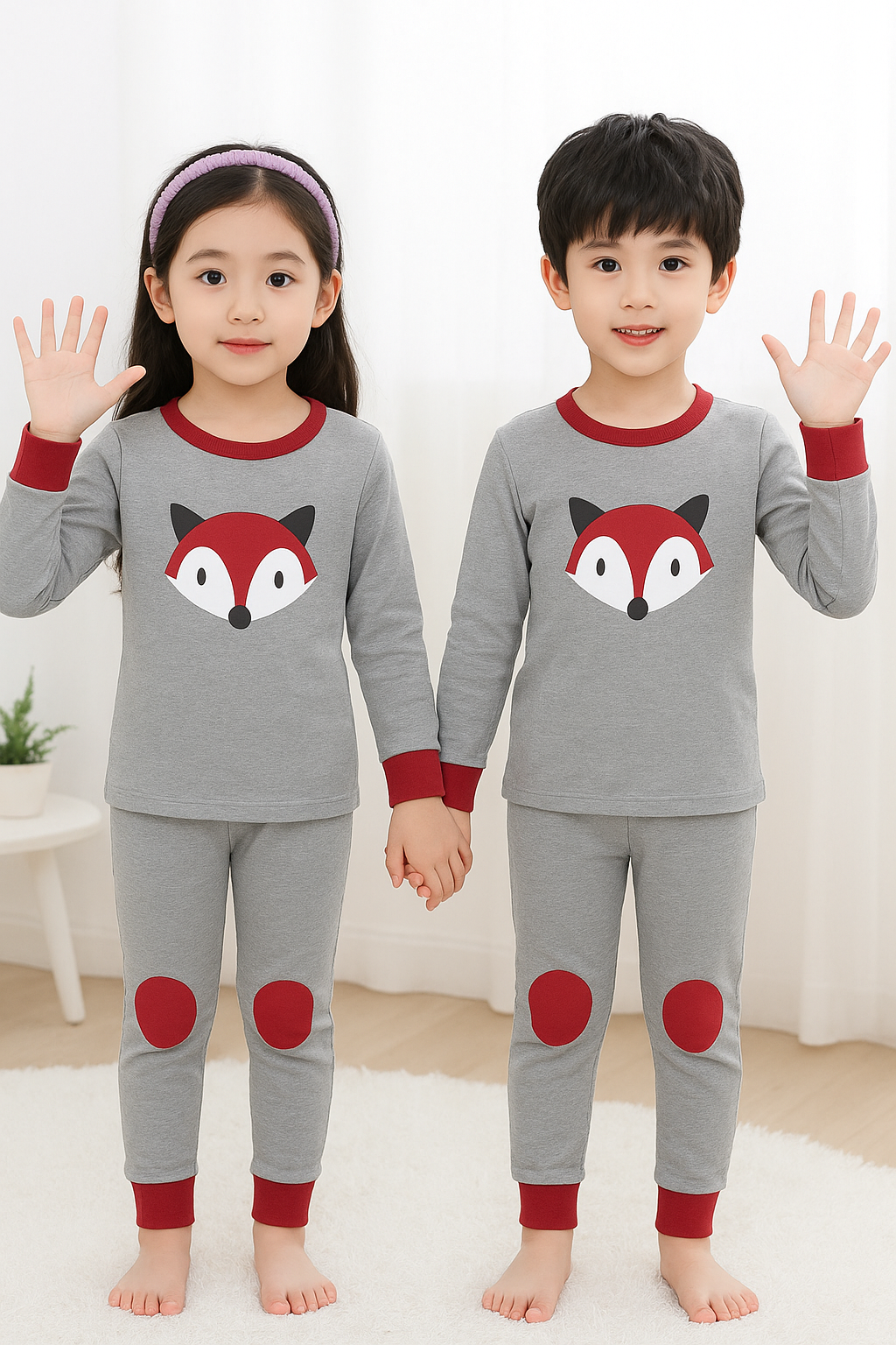 Grey Printed Kids Night Wear (Each)