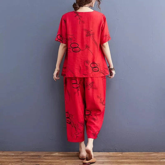 Red Ring Capri PJs Set