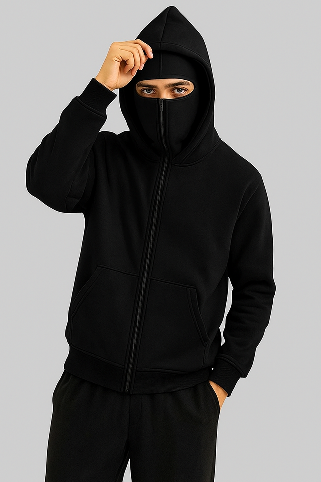 Sudadera Con Capucha Integrada Y Pasamontañas | Balaclava Ninja | Unisex | Para Invierno Y Deporte | Varios Colores