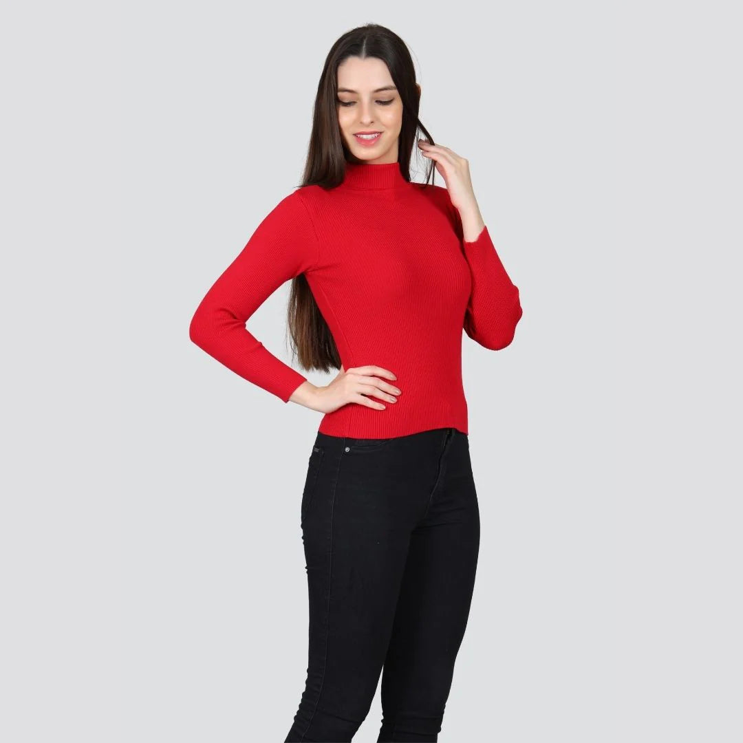 Red High Neck for Women's