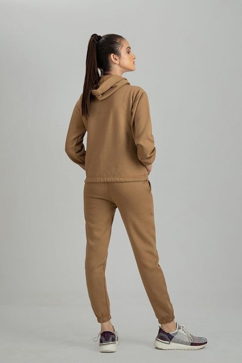 Camel Brown Warm Hoodie And Pant Co-ord Set