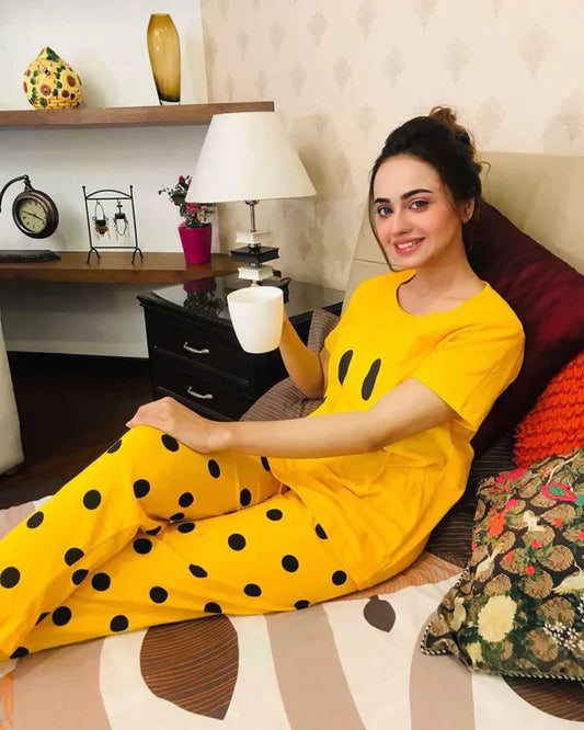 Yellow Smiley PJs Set