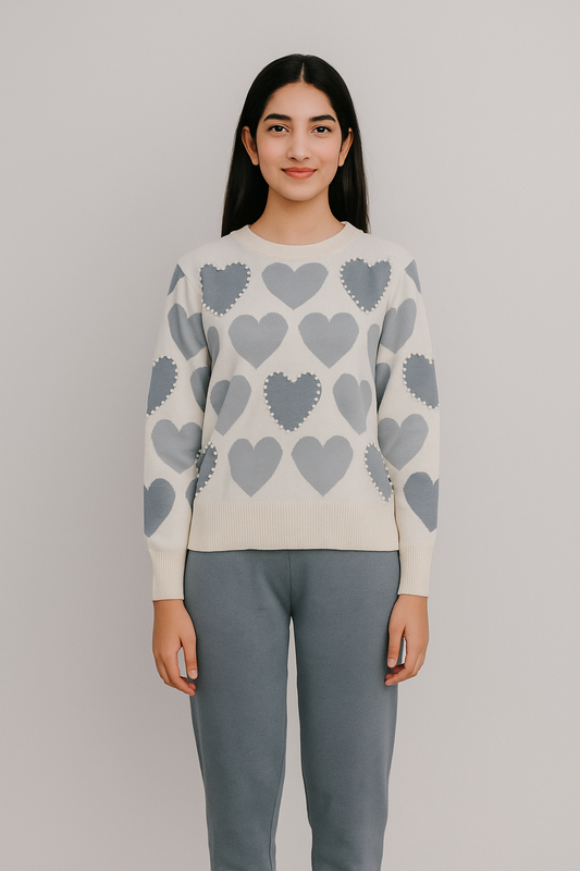 Soft Green Hearts Pullover (Copy)