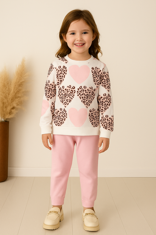 Winter leopard Heart Kids Suit