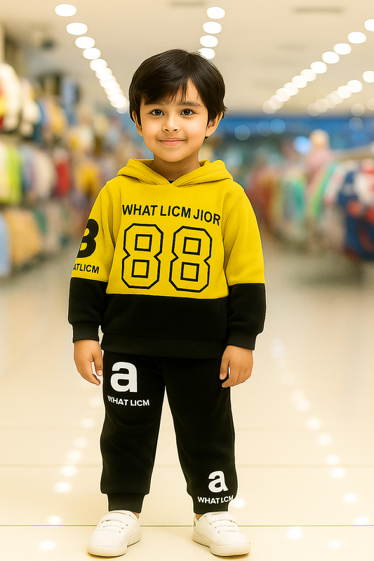 Winter Yellow Fashion Hoodie Kids Suit