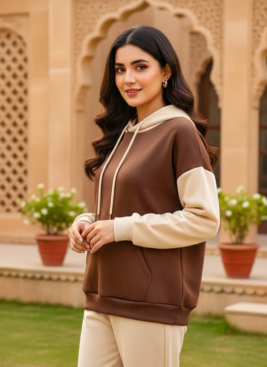 Cream Basic Hoodie For Women