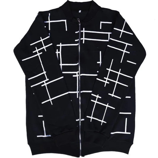 Black Zipper Printed Jacket