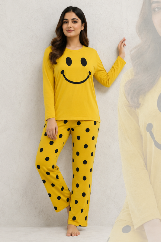 Yellow Smiley PJs Set