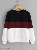 Black Maroon And White Block Sweatshirt For Women