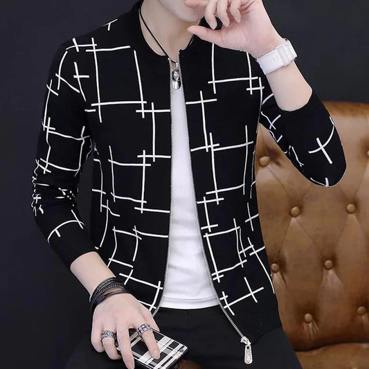 Black Zipper Printed Jacket