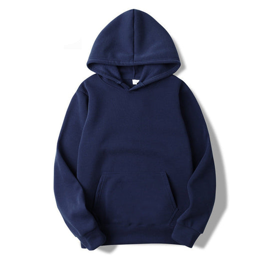 Navy Blue Basic Kangaroo Hoodie for Women